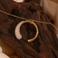 Collar de Luna de Perlas Chapado en Oro 18K Collar 45 CELINAH 