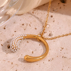 Collar de Luna de Perlas Chapado en Oro 18K Collar 45 CELINAH 