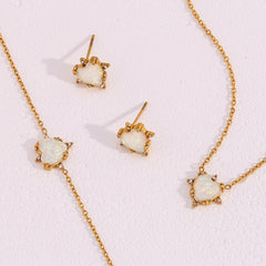 Conjunto de Joyas de Ópalo en Forma de Corazón Conjunto de Joyas 06 CELINAH 