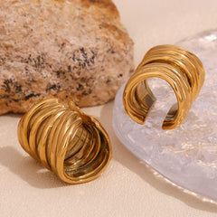 Pendientes de Acero Inoxidable Chapado en Oro 18K Pendientes 38 CELINAH 