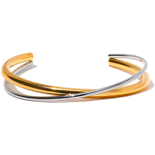 Brazalete Doble Color Chapado en Oro 18K Pulsera 36 CELINAH 