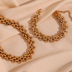 Conjunto Pulsera Tejida de Tres Capas Conjunto de Joyas 09 CELINAH 