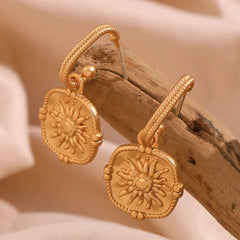 Pendientes de Aro Impermeables con Relieve Vintage Pendientes 30 CELINAH 