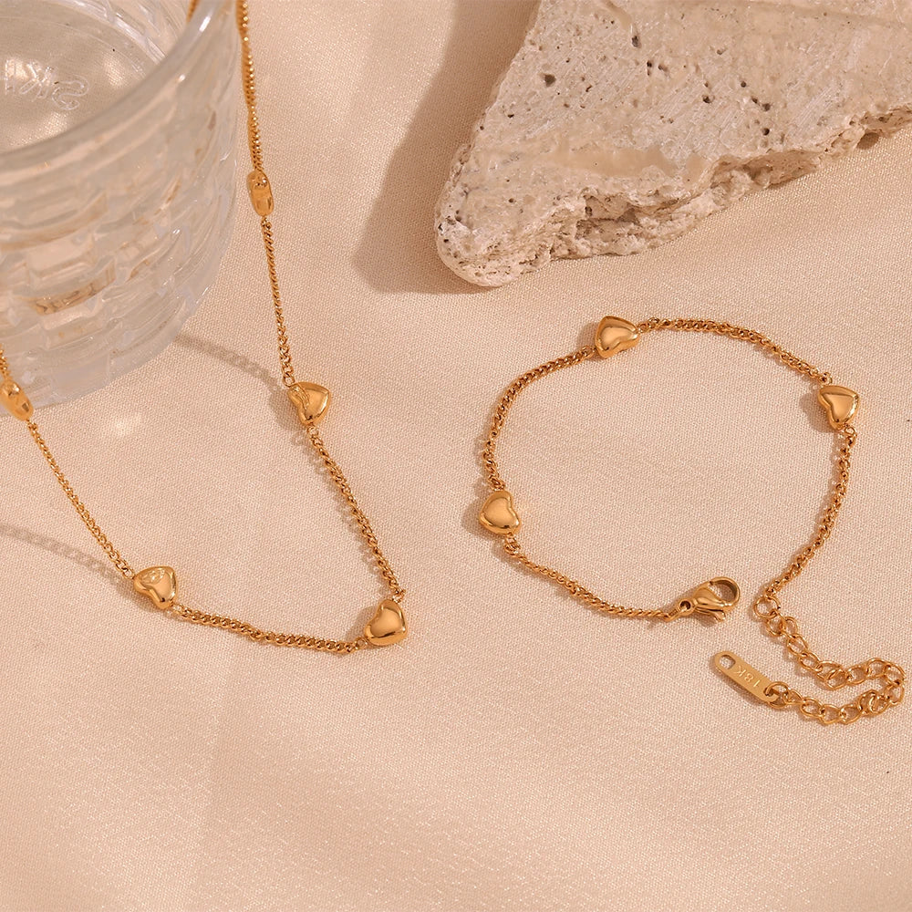 Conjunto de Joyas de Corazón Chapado en Oro de 18K Conjunto de Joyas 01 CELINAH 