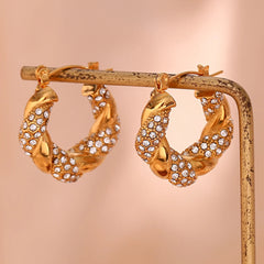 Pendientes Vintage de Oro 18k con Cristales Pavé Pendientes 26 CELINAH 