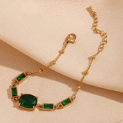 Pulsera Ovalada Verde en Oro 18K Pulsera 22 CELINAH 