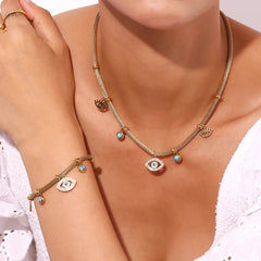 Conjunto Collar y Pulsera de Ojo Turquesa Conjunto de Joyas 07 CELINAH 