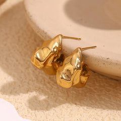 Pendientes de Gancho Martillado en Oro 18K Pendientes 49 CELINAH 