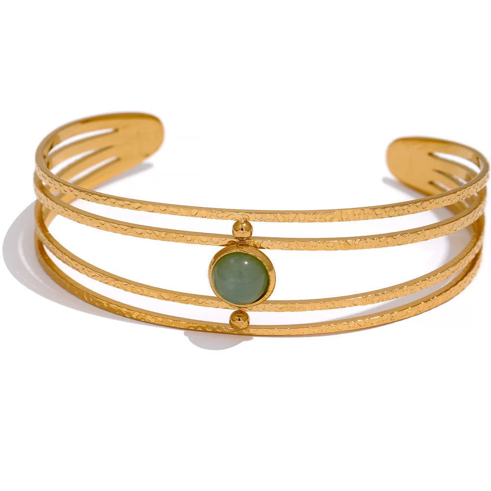 Brazalete Bohemio con Piedra Verde Pulsera 43 CELINAH 