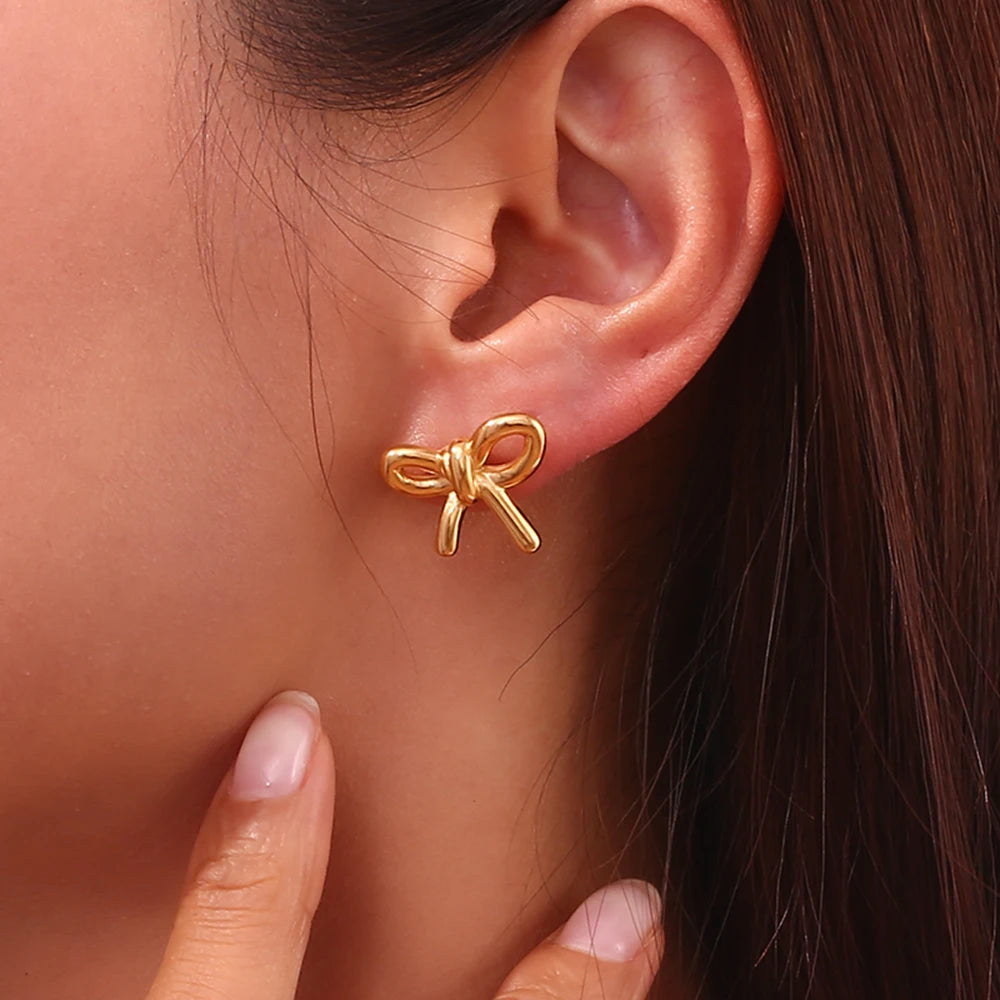 Pendientes de Lazo Chapados en Oro 18K Pendientes 43 CELINAH 