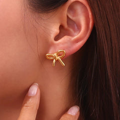 Pendientes de Lazo Chapados en Oro 18K Pendientes 43 CELINAH 