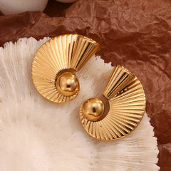 Pendientes Abanico Espiral de Acero Inoxidable 18K Pendientes 44 CELINAH 