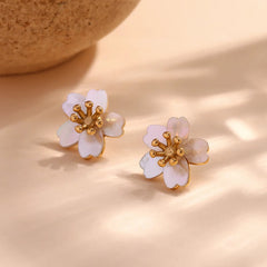 Pendientes Flor de Cerezo Chapados en Oro 18K Pendientes 47 CELINAH 