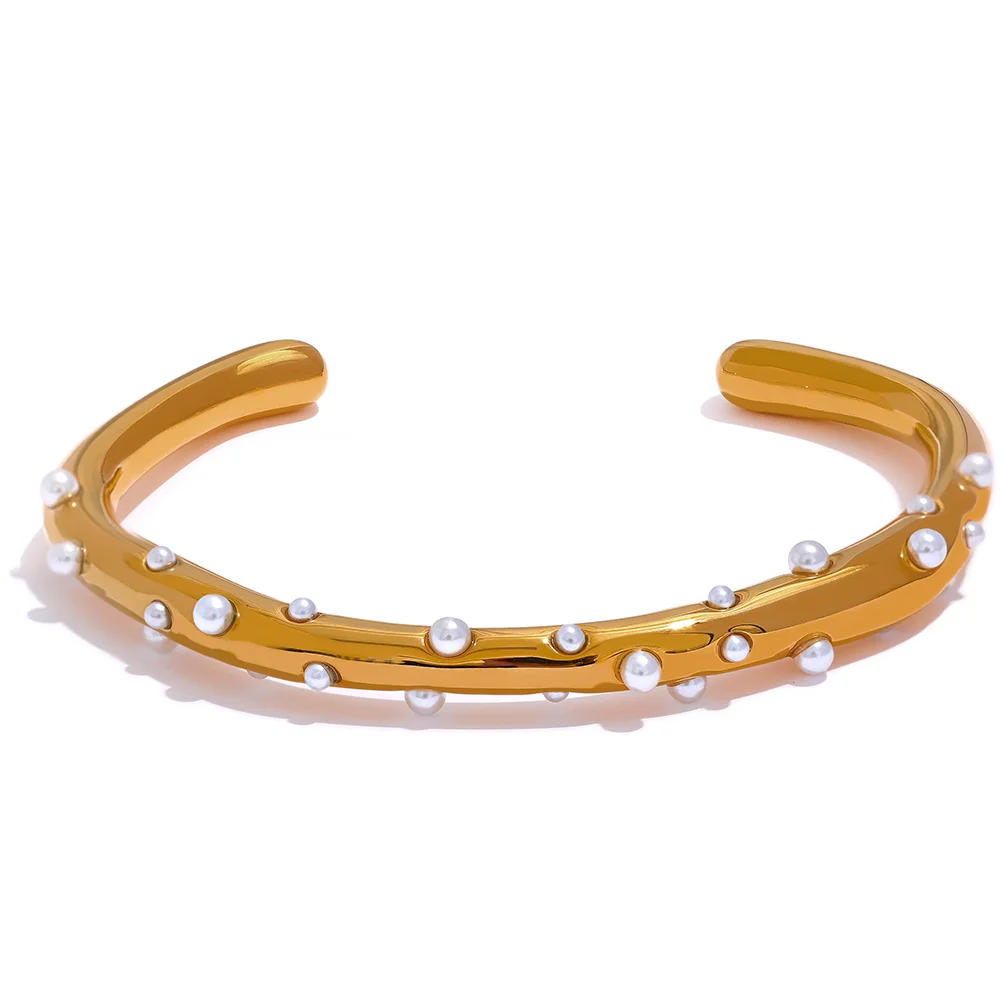 Brazalete Abierto de Perlas Elegante Pulsera 41 CELINAH 