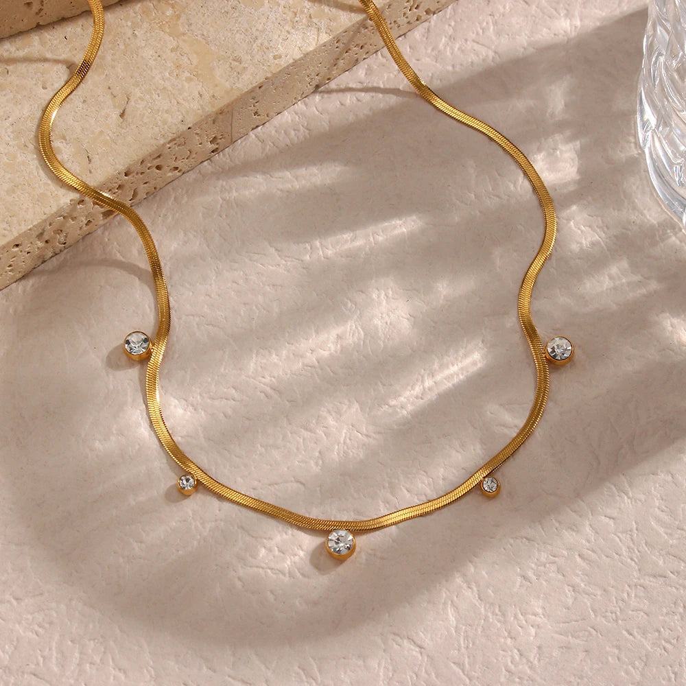 Gargantilla de Circonia Cúbica Chapada en Oro de 18k Collar 02 CELINAH 