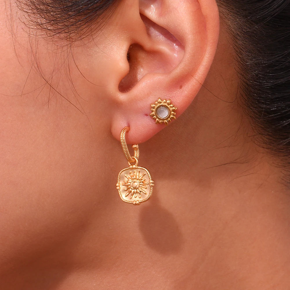 Pendientes de Aro Impermeables con Relieve Vintage Pendientes 30 CELINAH 