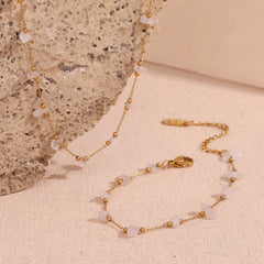 Conjunto Pulsera y Collar de Piedra Natural Chapado en Oro 18K Conjunto de Joyas 03 CELINAH 