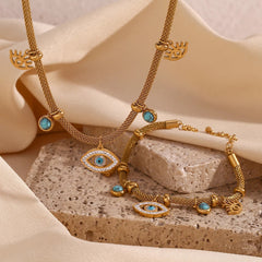 Conjunto Collar y Pulsera de Ojo Turquesa Conjunto de Joyas 07 CELINAH 