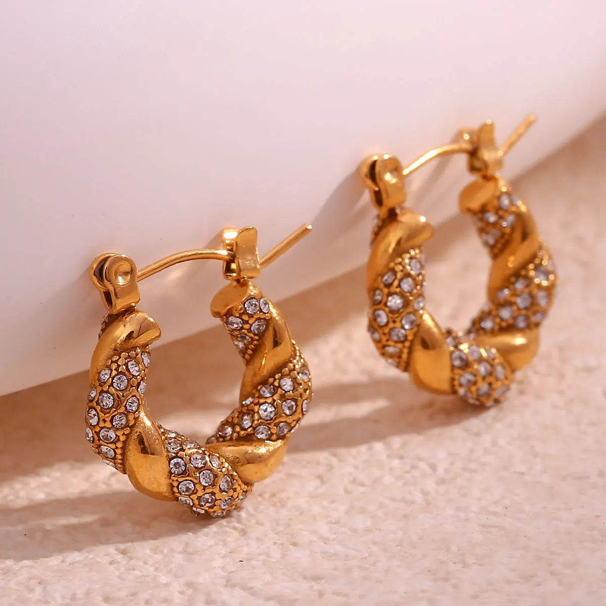 Pendientes Vintage de Oro 18k con Cristales Pavé Pendientes 26 CELINAH 